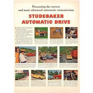 1950 Studebaker Automatic Drive Transmission Vintage Print Ad Antique Car Art
